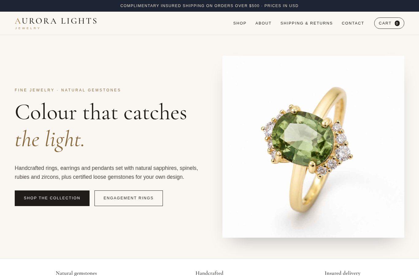 Aurora Lights Jewelry homepage